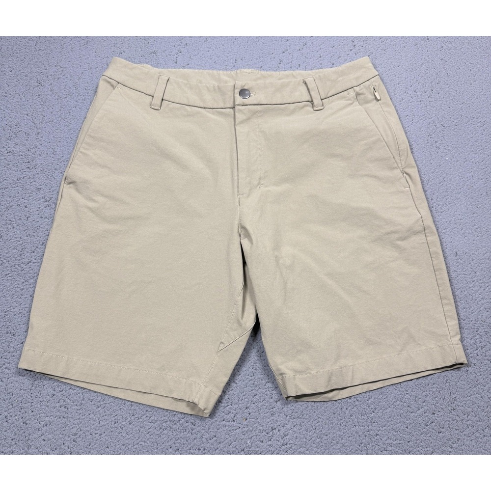 Lululemon Pace Breaker Shorts Mens 33 Beige Chino Golf Casual Stretch 9 Inseam
